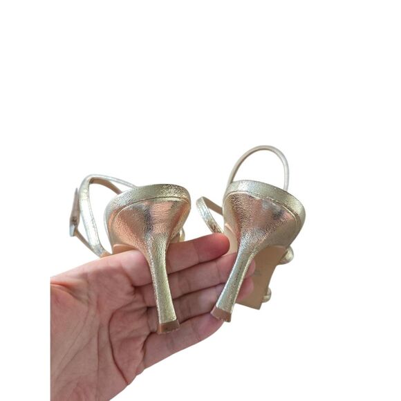 DV Dolce Vita Bow Ankle Strap Sandals Size 8.5 Gold Open Toe Dress Heels - Picture 5 of 8